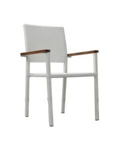 Maguy Chair acero, madera y tejido de ratan sintético